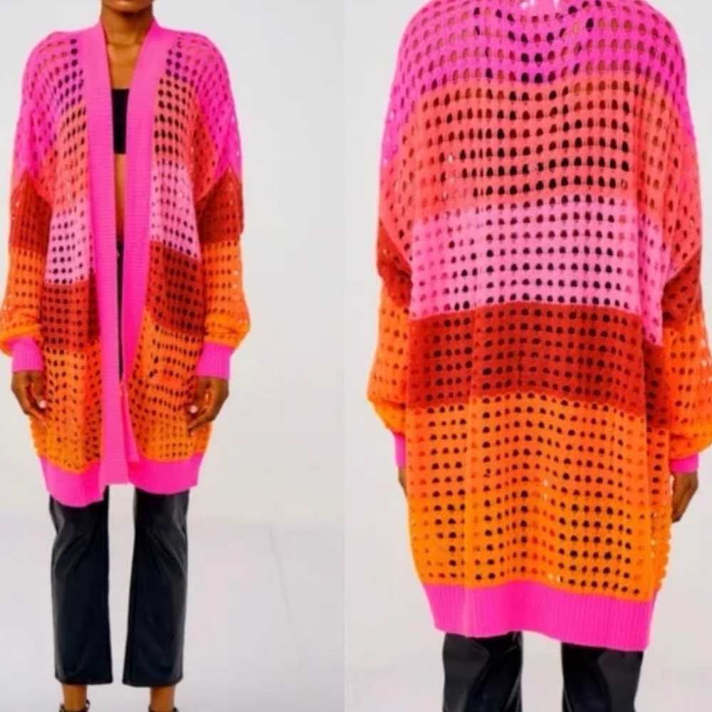 Brodie Cashmere Sunset pointelle cardigan size medium